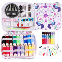 Sewing Kits for Adults, AUERVO Portable Sewing Kits Thread and Needles Set with PU Leather Case for Hand, Home, Travel & Emergency Compact Small Basic