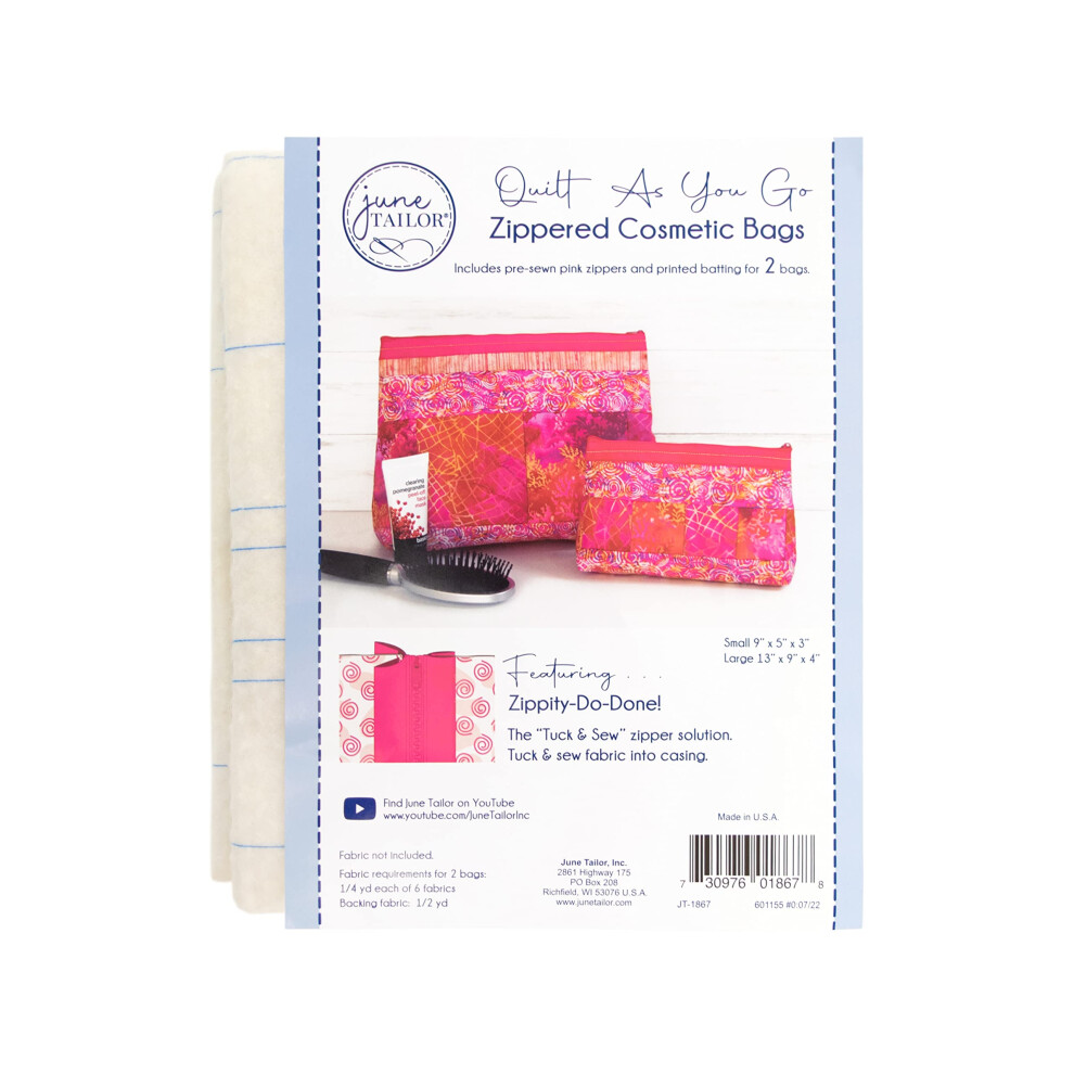 June Tailor Pink Cosmetic Bags (2) Sewing Kit, Zipper