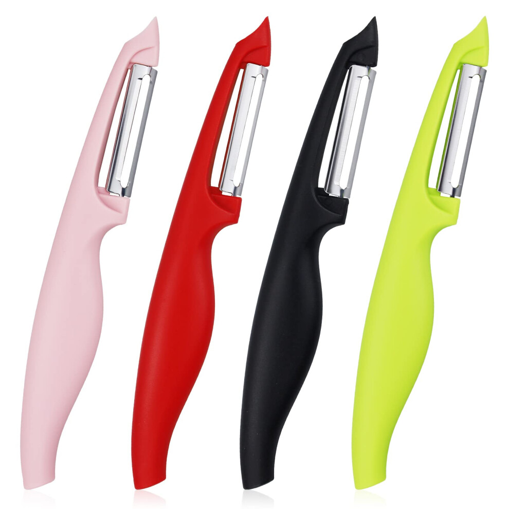 Lamxd 4Pcs Peeler Potato Peelers Swivel Fruit Vegetable Peeler For Kitchen Good Grip Stainless Steel Apple Peeler With Non-Slip Handle For Fruits Vegetables