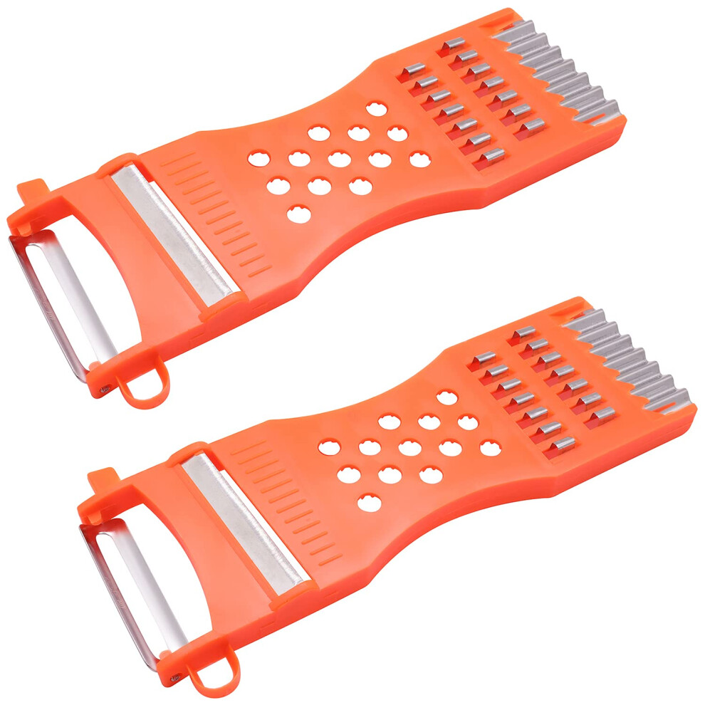 Xiwenquku 2Pcs Kitchen Multifunction Plastic Frame Vegetable Fruit Grater Slicer Peeler Metal Scraper Shredder Carving Tool