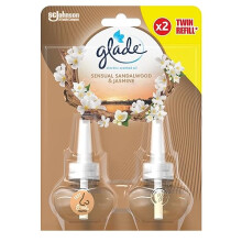 Plug in Air Freshener Refill, Electric Scented Oil Room Air Freshener, Sandalwood & Jasmine, Pack of 6 Duos (12 x 20ml)