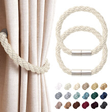 2 Pack Strong Magnetic Curtain Tiebacks Modern Simple Style Drape Tie Backs Convenient Decorative Weave Rope Curtain Holdback for Thin or Thick Home &