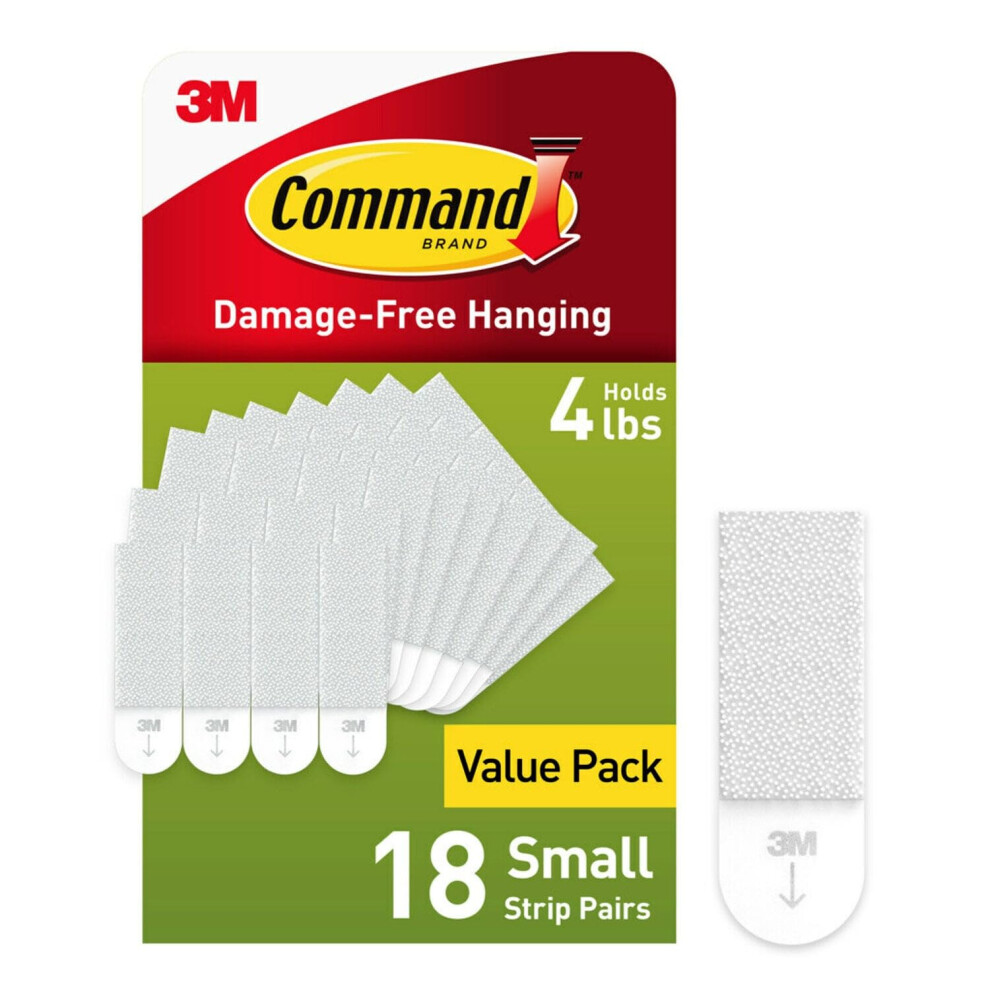Command Small Picture Hanging Strips, Damage Free Hanging Picture Hangers, No Tools Wall Hanging Strips for Christmas Decorations, 18 White Adhesive