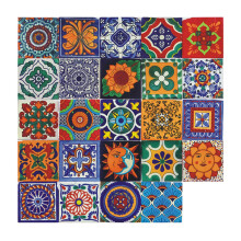 24PCS Moroccan Tile Stickers, Self Adhesive Wall Tiles Stickers Colourful, Waterproof Mosaic Style Tile Stickers for Bathroom, Table Stair Kitchen