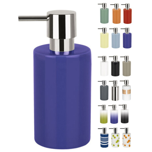 Tube Stoneware Soap Dispenser, Navy