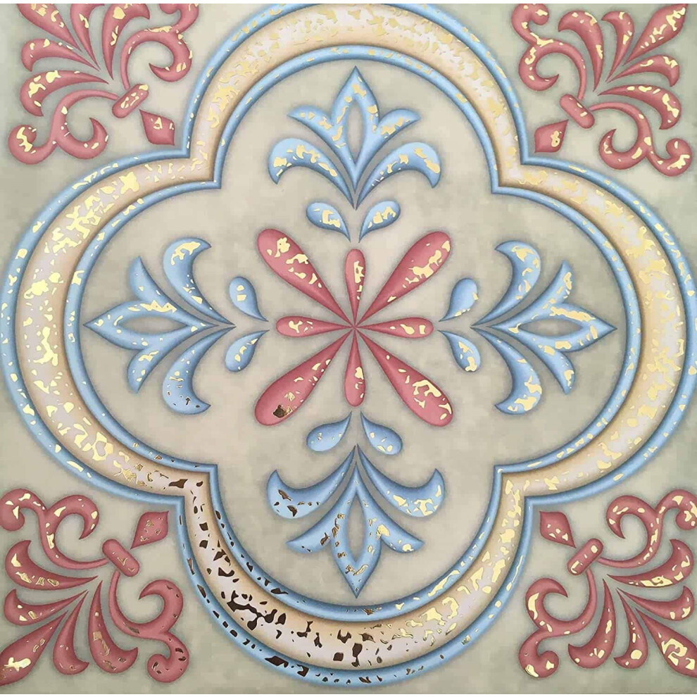 Traditional Gold Foil Tile Stickers Vintage Victorian Self Adhesive Wall Art Decor Transfers Cover-Bathroom Backsplash Kitchen Splashbacks Moroccan 5060311177537