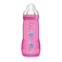 Easy Active Baby Bottle, Easy-to-Grip Ergonomic Bottle, Large Learning Bottle, MAM No. 3 Silicone Teat and Leak-Proof Lid, 4+ Months, Pink, 330 ml