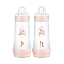 Easy Start Set of 2 Anti-Colic Self-Sterilizing Bottles with Teat Size 3, 4+ Months, 320 ml, Pink
