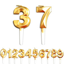 Birthday Candles, 37th/73th/3th/7th Birthday Cake Candles, Cake Decoration for Birthday Party Wedding Anniversary Graduation Party Supplies (Gold,