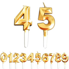 Birthday Candles, 45th/54th/4th/5th Birthday Cake Candles, Cake Decoration for Birthday Party Wedding Anniversary Graduation Party Supplies (Gold,