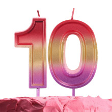 Number 10 Birthday Candle – Rainbow Number 10 Candle on Sticks – Number Ten Candles for Birthday Anniversary – 10th Birthday Candle for Cake