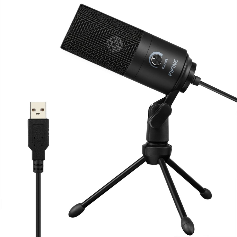 Fifine Usb Microphone, Metal Condenser Recording Microphone For Laptop Mac Or Windows Cardioid Studio Recording Vocals, Voice Overs,Streaming Broadcast And