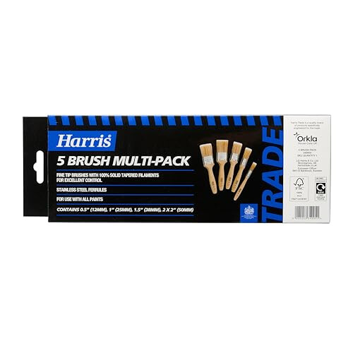 Harris Trade Paint Brush Multi-Pack, Pack of 5, 0.5", 1", 1.5", 2" 2
