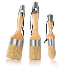 Chalk Paint and Wax brush Set, 3 Pcs, for Painting or Waxing of Furniture or Other Projects, Natural Bristle Brings Even and Long-lasting Release of