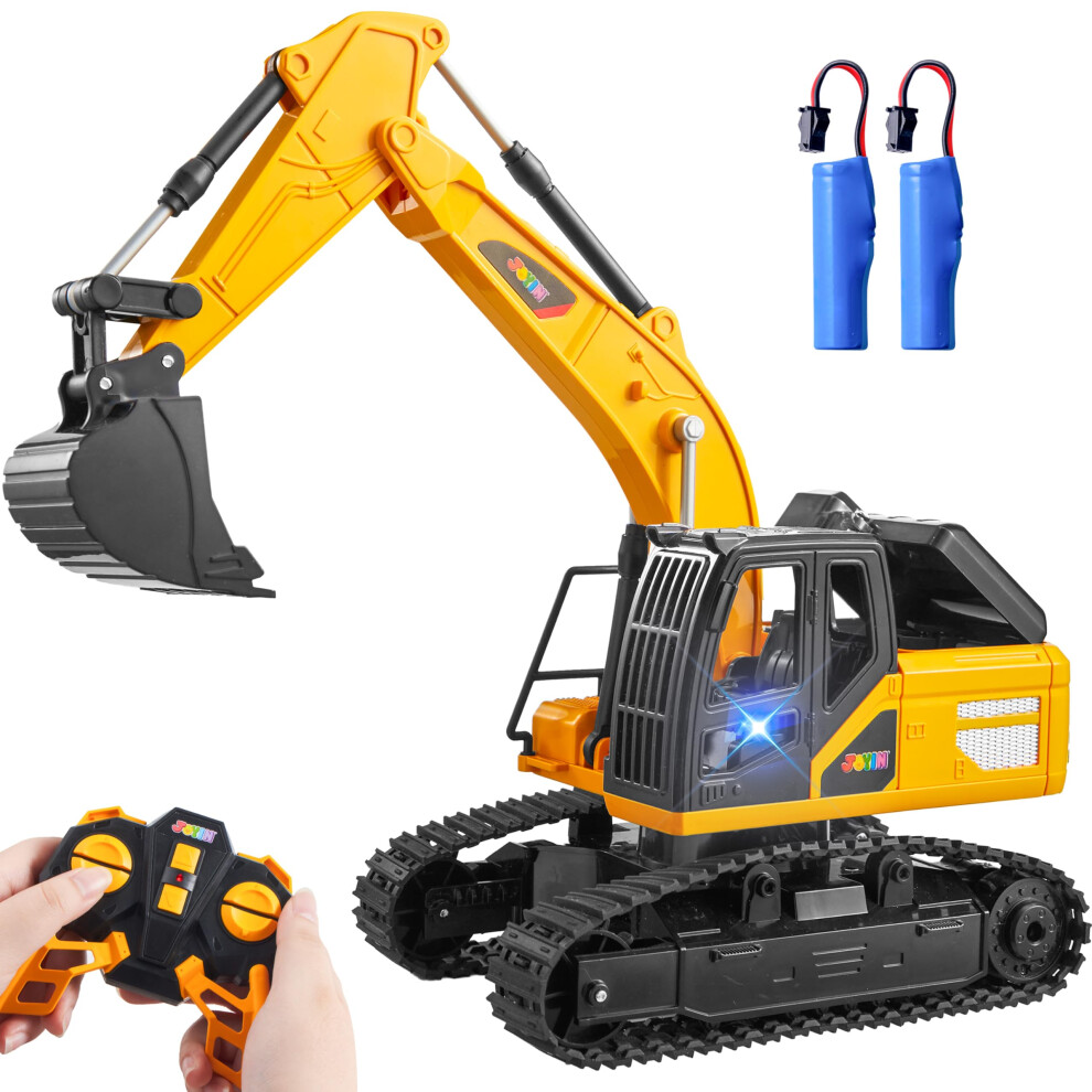 Joyin Remote Control Excavator Rc Digger Tractor Toys For Boys, 2.4Ghz Rc Excavator Toy With Construction Toys For Boys 3 4 5 6 7 8 9-12 Year Old Light