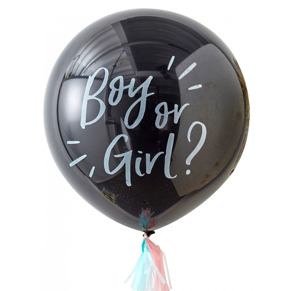 Boy or Girl Giant Gender Reveal Baby Shower Confetti Balloon Decoration Black, 36 Inch