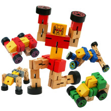 TOWO Wooden Transforming Vehicle Robot - Transfigures Toys for Travel Toys - Construction Toys Building set - Wooden Transforming Toys 3 year old Boys