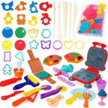 Playdough Tools and Cutters, 48 Pcs Play Dough Tools Burger Barbecue Set, Playdough Sets for Kids, Extruders Rollers Molds with Storage Box, Kitchen