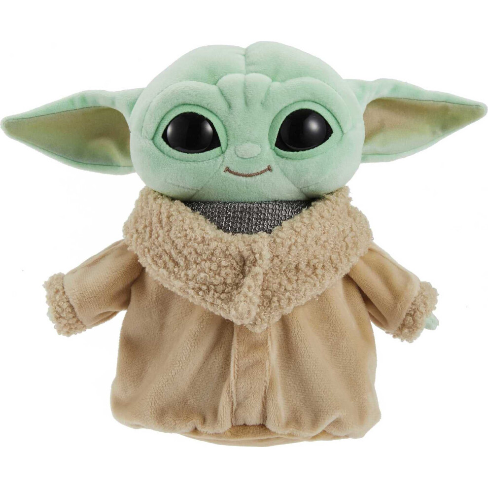 Star Wars Grogu Plush with Beskar Armor, Soft Doll Inspired by Star Wars Mandalorian Book of Boba Fett, Travel Toys and Gifts for Kids