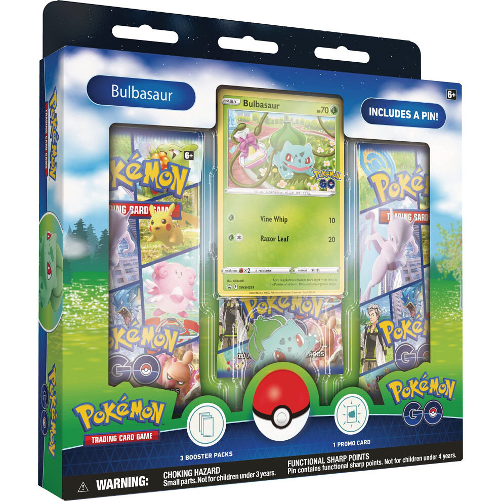 TCG: PokÃ©mon GO Pin Collection â Bulbasaur (1 Foil Promo Card, 1 Collector's Pin & 3 Booster Packs)