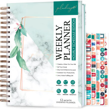 PLANBERRY Groer Stundenplaner Premium  Undatierter Organizer fr Produktivitt, Zeitmanagement und Budget, 20,3 x 26,7 cm (Naturgrn)