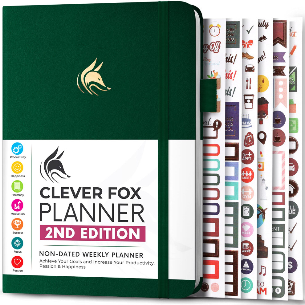 Photos - Other Office Equipment Clever Planner 2nd Edition – Colorful Weekly & Monthly Goal Planner, Time Management & Productivity Organizer, Undated, A5 (Forest 