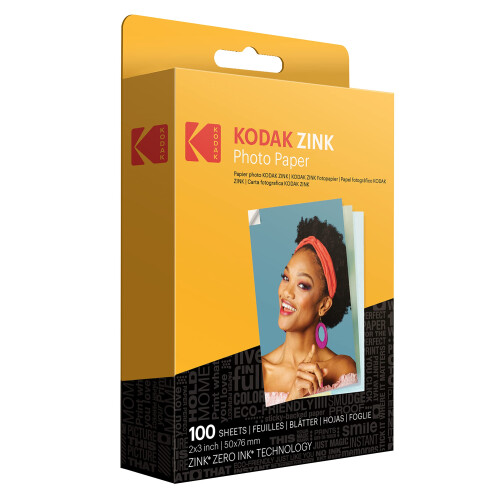 Kodak Papel Fotográfico Zink - KODAK - 2x3 Polegadas - 100 Folhas - Resistente à água - Autocolante