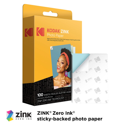 Kodak Papel Fotográfico Zink - KODAK - 2x3 Polegadas - 100 Folhas - Resistente à água - Autocolante 1