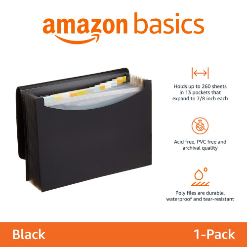Amazon Expanding File, A4 Size - Black 1