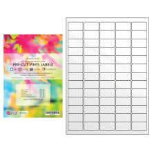 10 Sheets A4 Glossy Vinyl (PVC) White Precut Waterproof Multipurpose Label Self Adhesive Multi Sticker Labels Inkjet Printable (5 x 13 (65 per Sheet))
