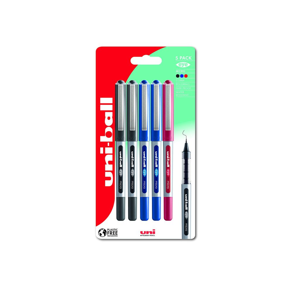 UB-150 Eye Rollerball Pens. Premium Micro 0.5mm Ballpoint Tip for Super Smooth Handwriting, Drawing, Art, and Colouring. Fade and Water Resistant