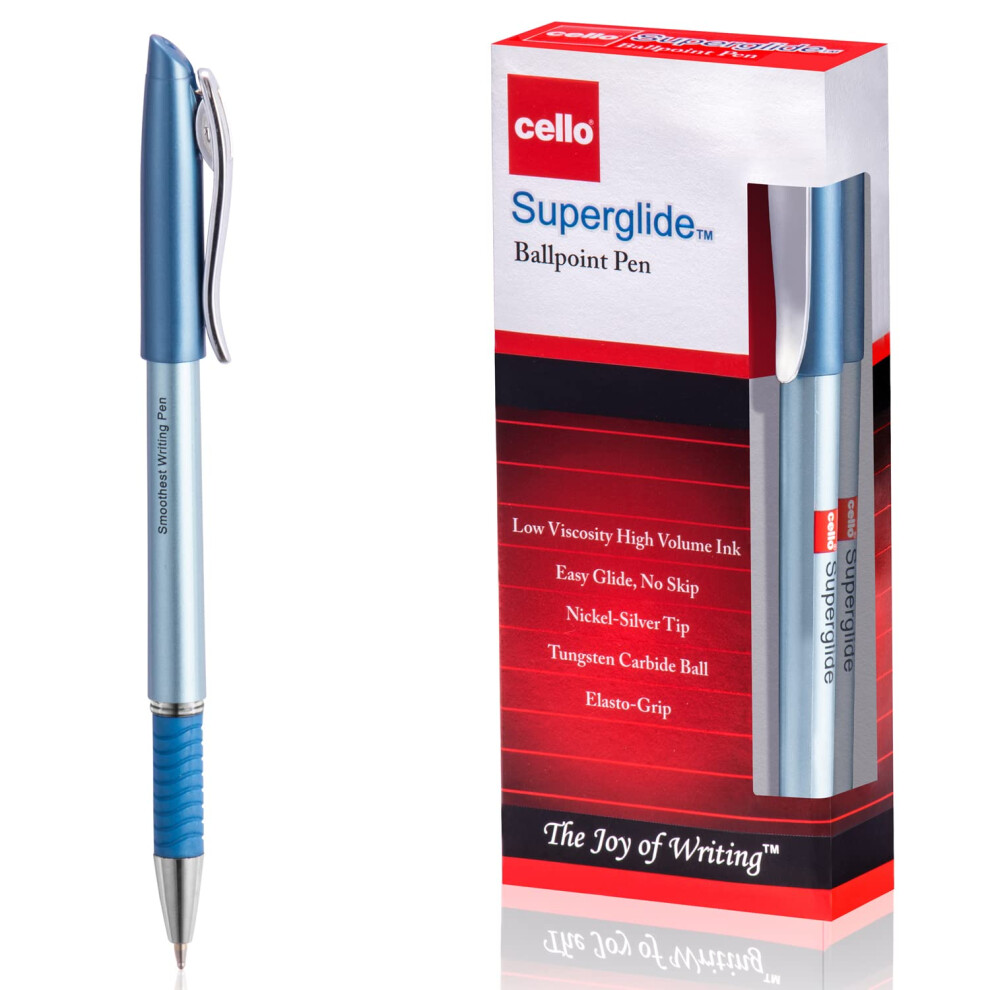 Ballpoint Pen Blue Pen Pack of 12 Ballpoint Pens Smooth Writing (1.0mm) Medium Point Ideal for School, Home, Office, University