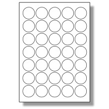 Label Planet 35 Per Sheet, 5 Sheets (175 Round Labels). Plain White A4 Matt Round Labels 35mm Diameter LP35/35R