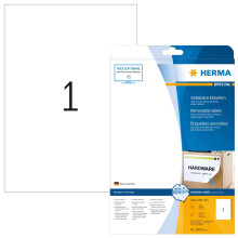 Self Adhesive Removable Labels, 1 Label per A4 Sheet, 25 Sheets, 210 x 297 mm, 25 Labels, Blank Multipurpose Labels Stickers, Sticky Labels for Laser