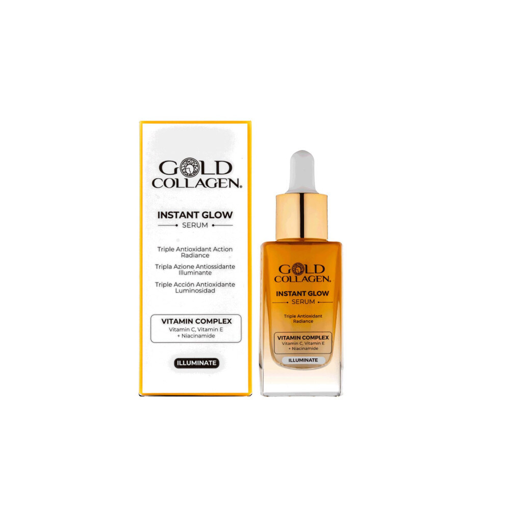 Gold-Collagen Instant Glow - Vitamin C, Vitamin E, Glycerine & Niacinamide Serum For Skincare, Pore Minimizer & Moisturiser - Anti Aging Face Serum Against Wrinkles