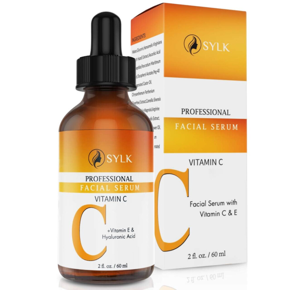 Sylk Vitamin C Serum For Face With Hyaluronic Acid And Vitamin E | Microneedling Serum For Derma Roller | Anti Aging And Anti Wrinkle Serum | Brightening