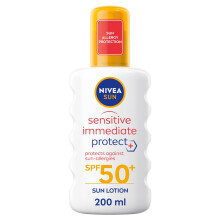 Sensitive Allergy Immediate Protect Spray SPF 50+ (200ml), Sun Cream for Sensitive Skin, Sun Protection Factor 50+, Water-Resistant Sunscreen Spray