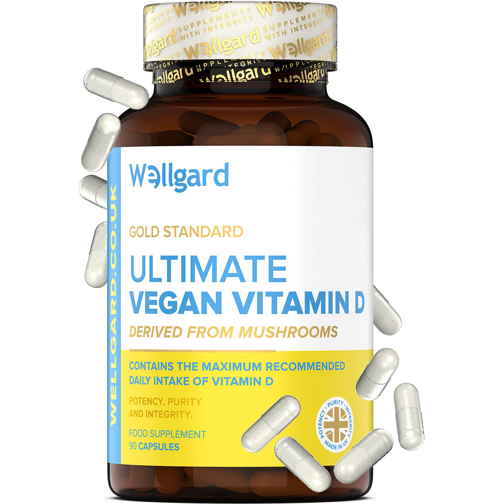 Wellgard Vegan Vitamin D3 High Strength 3000 Iu Capsules By Maximum Strength Vitamin D Supplement, Made In Uk