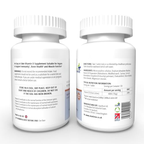 VitaThrive Vegan Vitamin D3 400iu– 120 Tablets 1