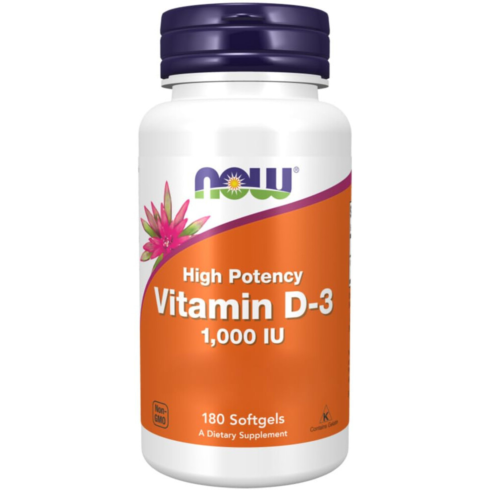 Now Foods Vitamin D3 Supplement Softgels, 25 Mcg, 180-Count