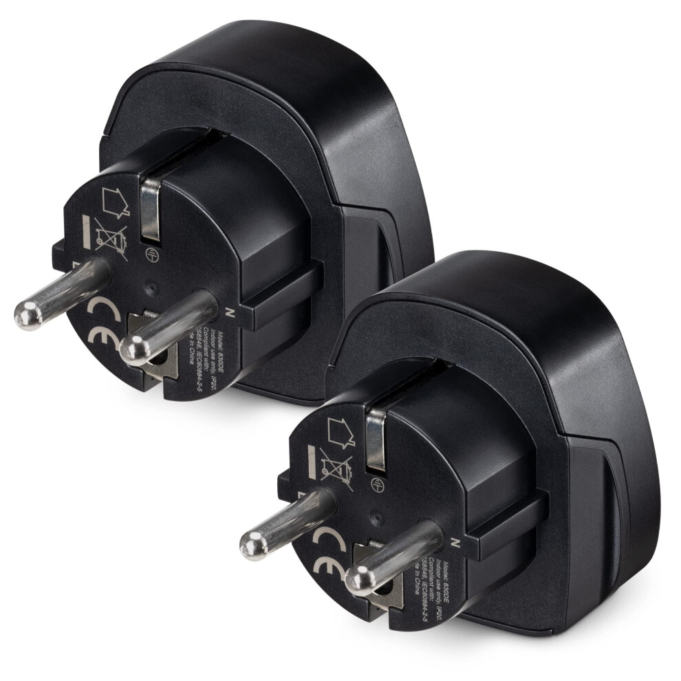 Travel Adapter Europe (Pack of 2) - Universal Plug Adaptor - UK to EU, Spain, France, Italy, Portugal, Germany, Netherlands and More - White