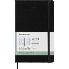 Weekly Planner 2023, 12-Month Weekly Diary with Vertical Layout, Weekly Vertical Planner, Hard Cover, Large Size 13 x 21 cm, Colour Black