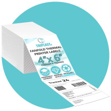 250 x White Fanfold Thermal Printer Labels (4x6 inch / 102x152mm) - Thermal Labels for Printing All Courier Shipping Labels - Compatible with Thermal