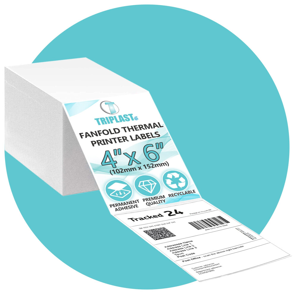 Photos - Other Office Equipment 250 x White Fanfold Thermal Printer Labels  - Thermal Labels for Printing All Courier Shipping Labels(4x6 inch / 102x152mm)