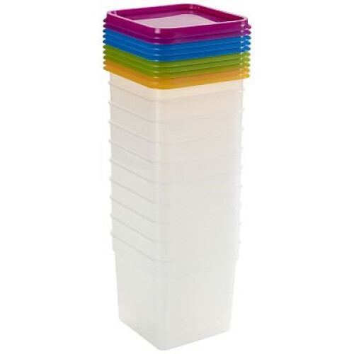 Lakeland 10 Stack a Boxes Food Storage Containers 1.2L – Colourful Lids Long-Lasting Nest When Empty 2