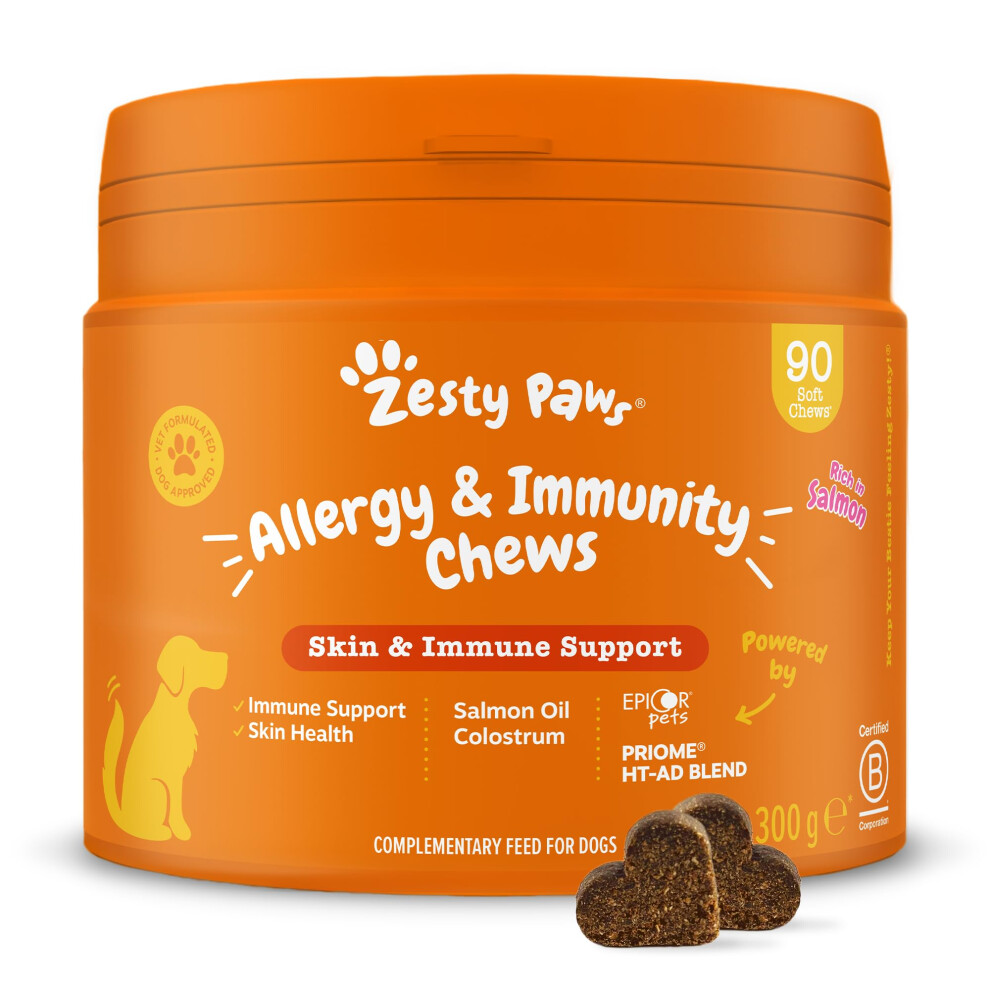 Zesty Paws Allergy, Immunity & Itch Relief | Immunity Supplement For Dogs | Itchy Dog Skin Relief, Dog Itchy Skin Relief | Anti Itch & Skin Relief | Oil, Salmon
