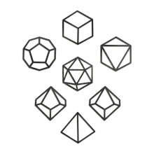 DND Decor - 7 Piece Wooden Dice Outline Wall Decoration - Dungeons & Dragons Artwork/Poster - Geeky Fantasy RPG Home Accessories Gift for Men & Women