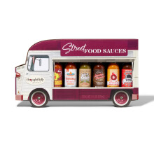 Thoughtfully Gourmet, Street Food Sauces Hot Sauce and BBQ Gift Set, Flavours: Diablo Wings Sauce, Louisiana and More, Vegan and Vegetarian, Set of 6