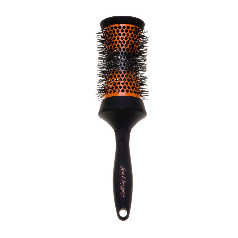(Large) Thermo Ceramic Hourglass Hot Curl Brush - Hair Curling Brush for Blow-Drying, Straightening, Defined Curls, Volume & Root-Lift - Orange &