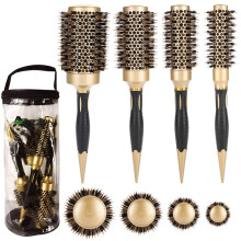 Round Hair Brush for Blow Drying Professional Pottery Lonic Barrel Hair Styling Curling/Straight Women Boar Bristle Hairbrush Round Set